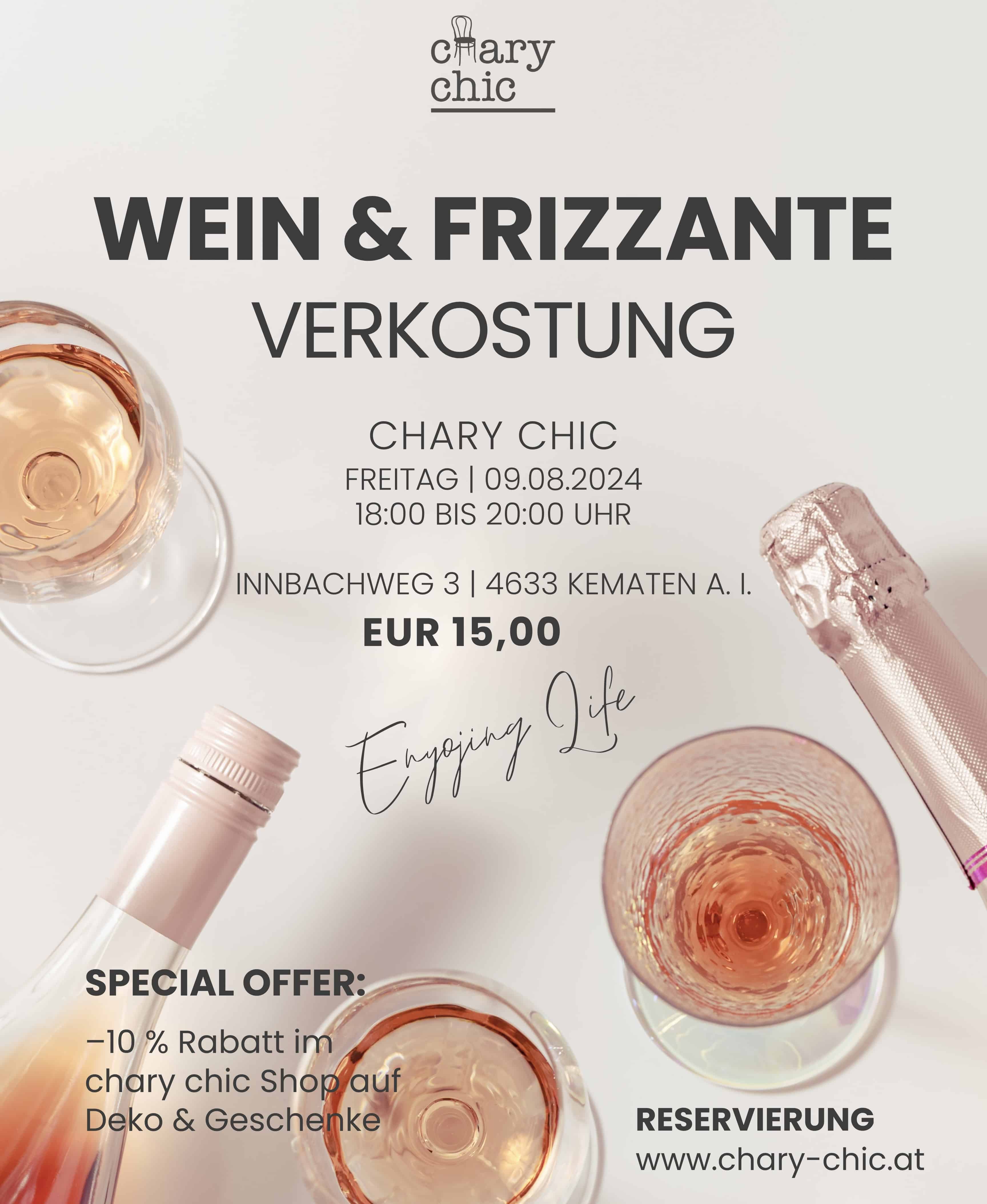Wein- & Frizzante Verkostung bei chary chic